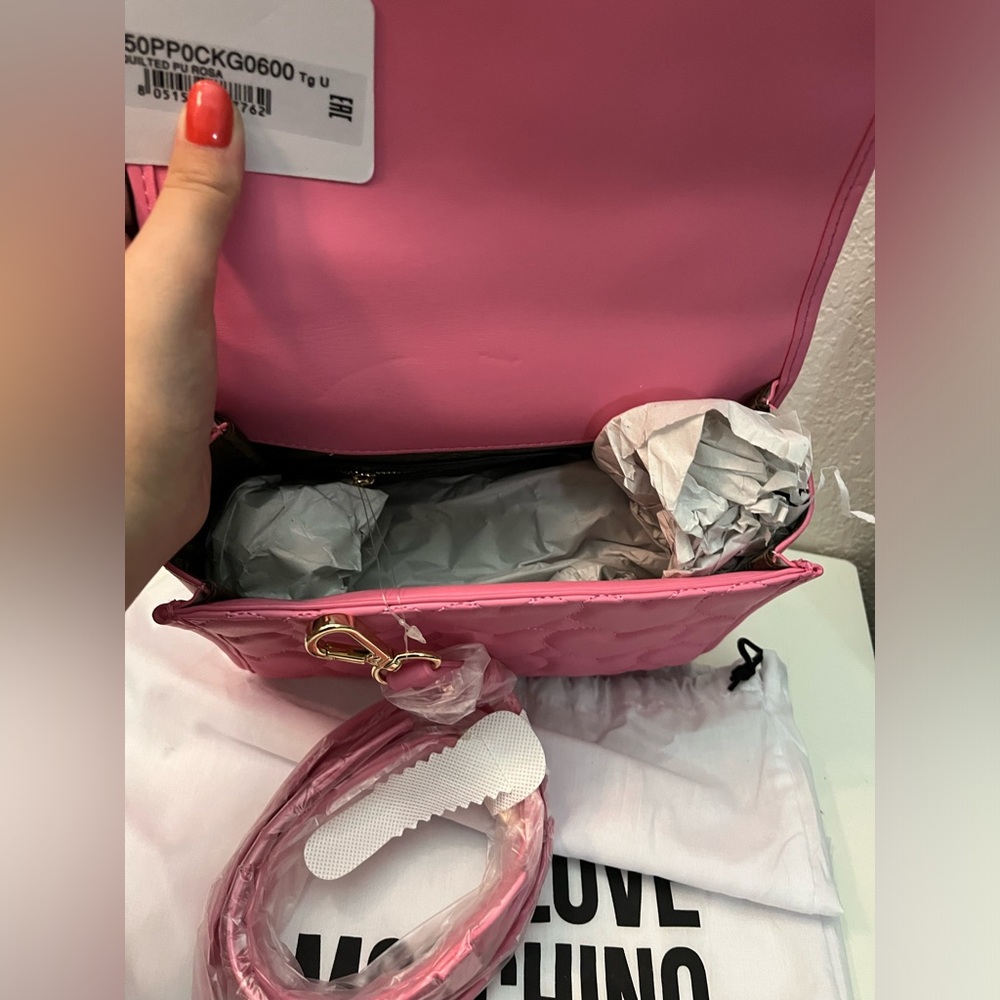 NWT Love Moschino Quilted Pink Bag (+Crossbody strap) - Picture 5 of 7